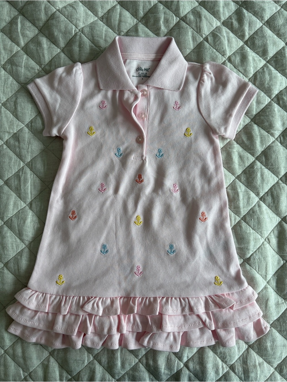 Little Me Light Pink Polo Anchor Ruffle Nightgown